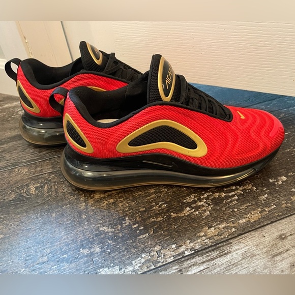 Nike Shoes - Nike Air Max 720 Red Gold Black Athletic Shoes Women's Size 8.5